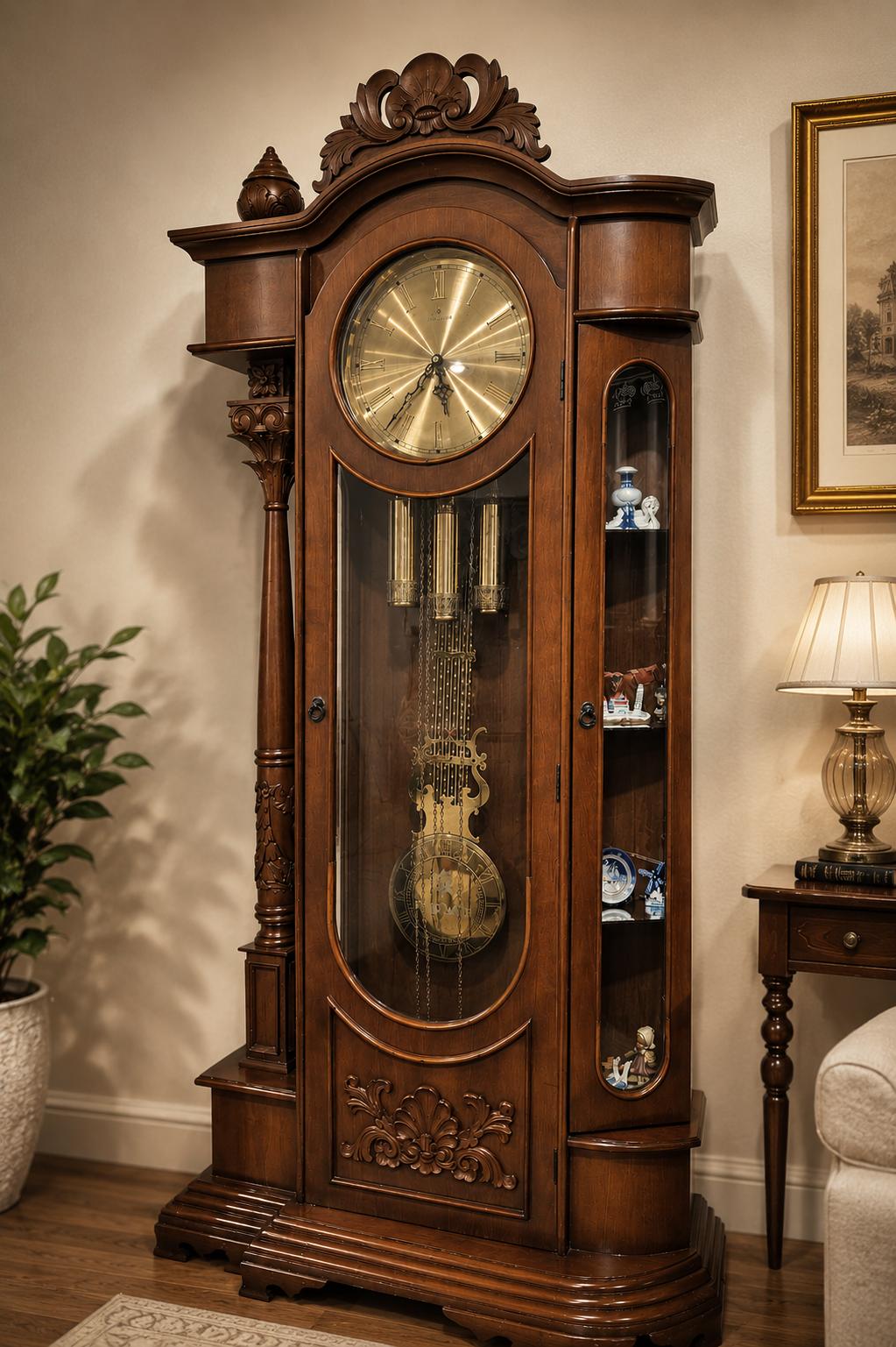 Junghans Germany Grandfather Clock, Rare Antique Timepiece - Eliz Gallery BSD
