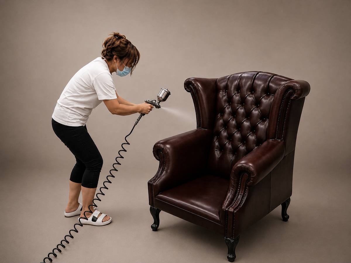 Italian Leather Sofa Airbrush Refinishing - Eliz Gallery BSD